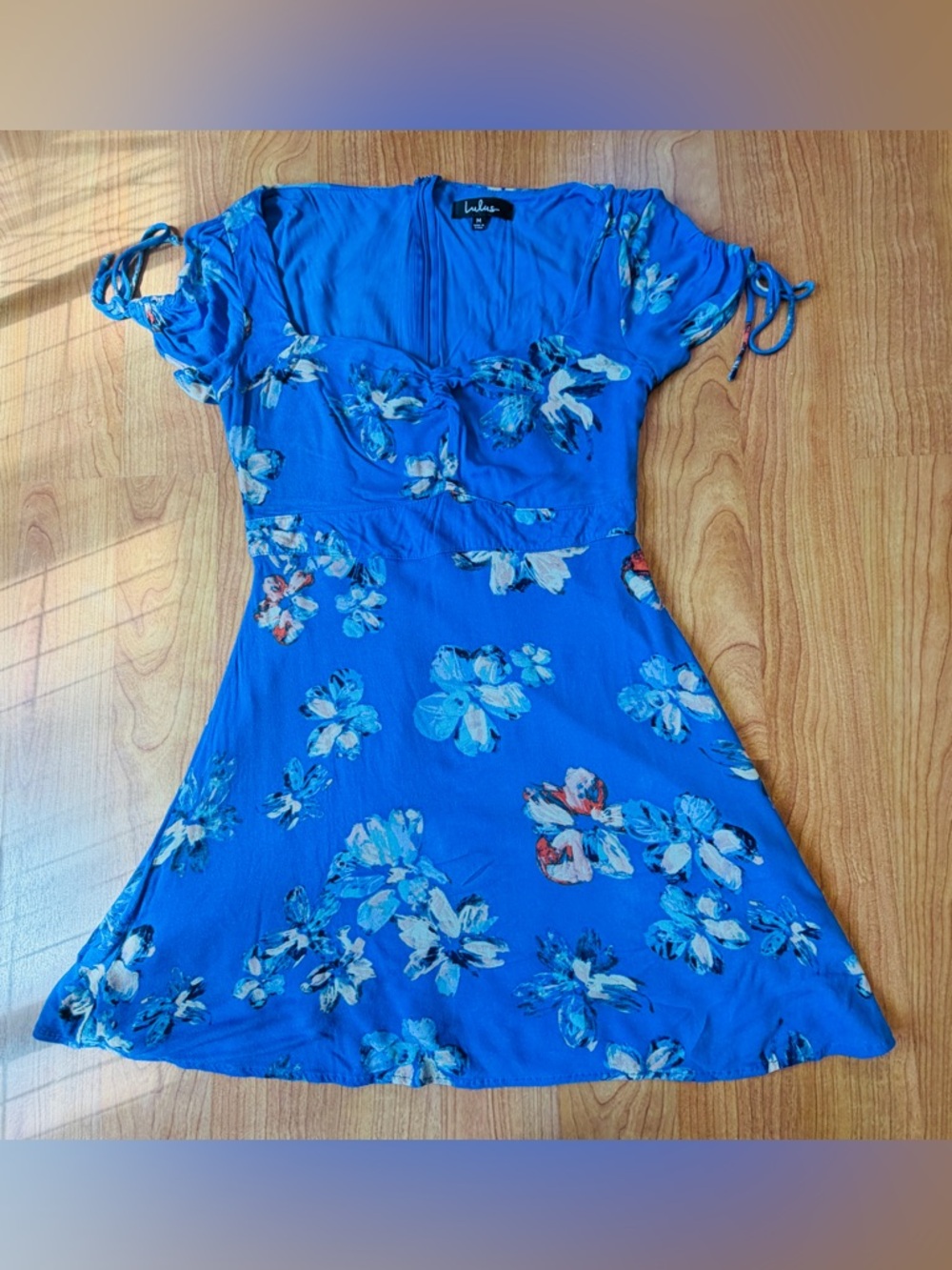 Lulus Women’s Bloomin' Love Blue Floral Pattern Skater Dress Size M - Picture 5 of 12